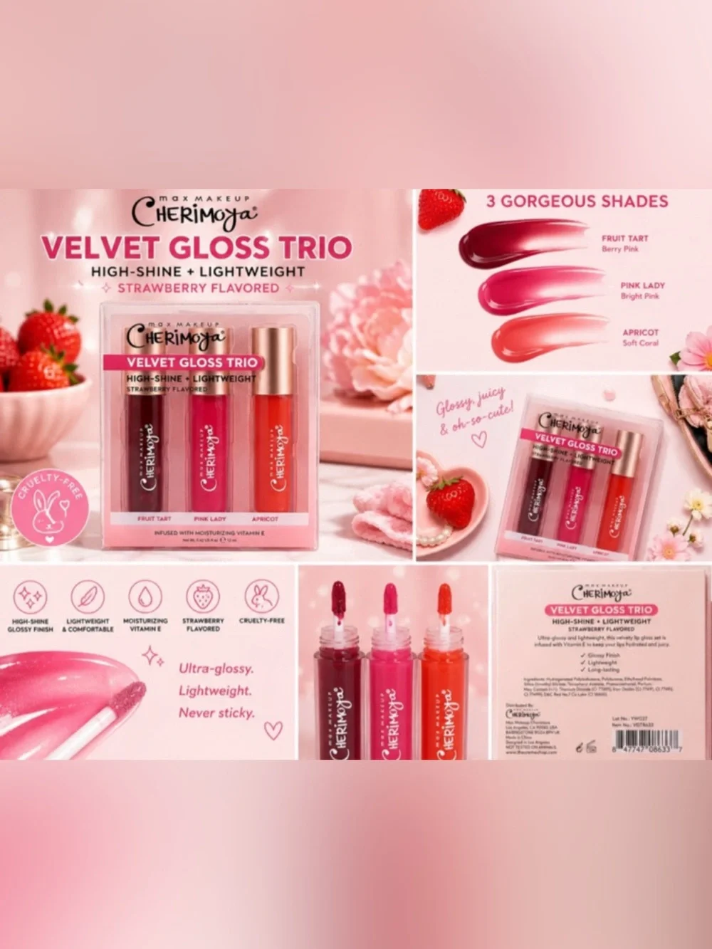 Velvet Gloss Trio - Pink Lady, Apricot & Fruit Tart